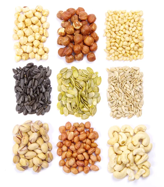 Seeds and nuts collection — Stock Photo, Image