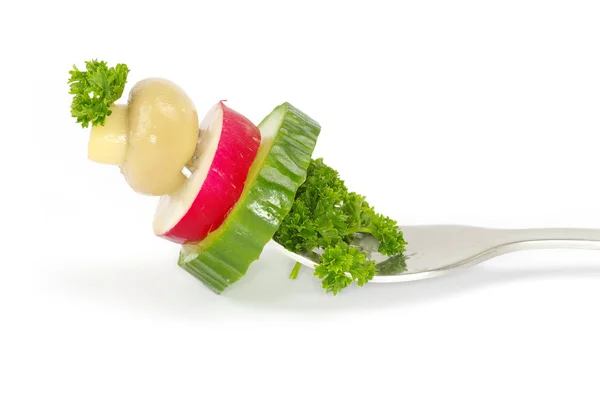 Vegetables on a fork — Stock Photo, Image