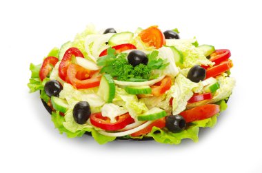 beyaz üzerine salata