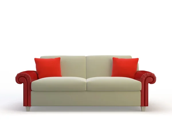 Stilvolles Sofa Isoliert Auf Weißem Hintergrund — Stockfoto