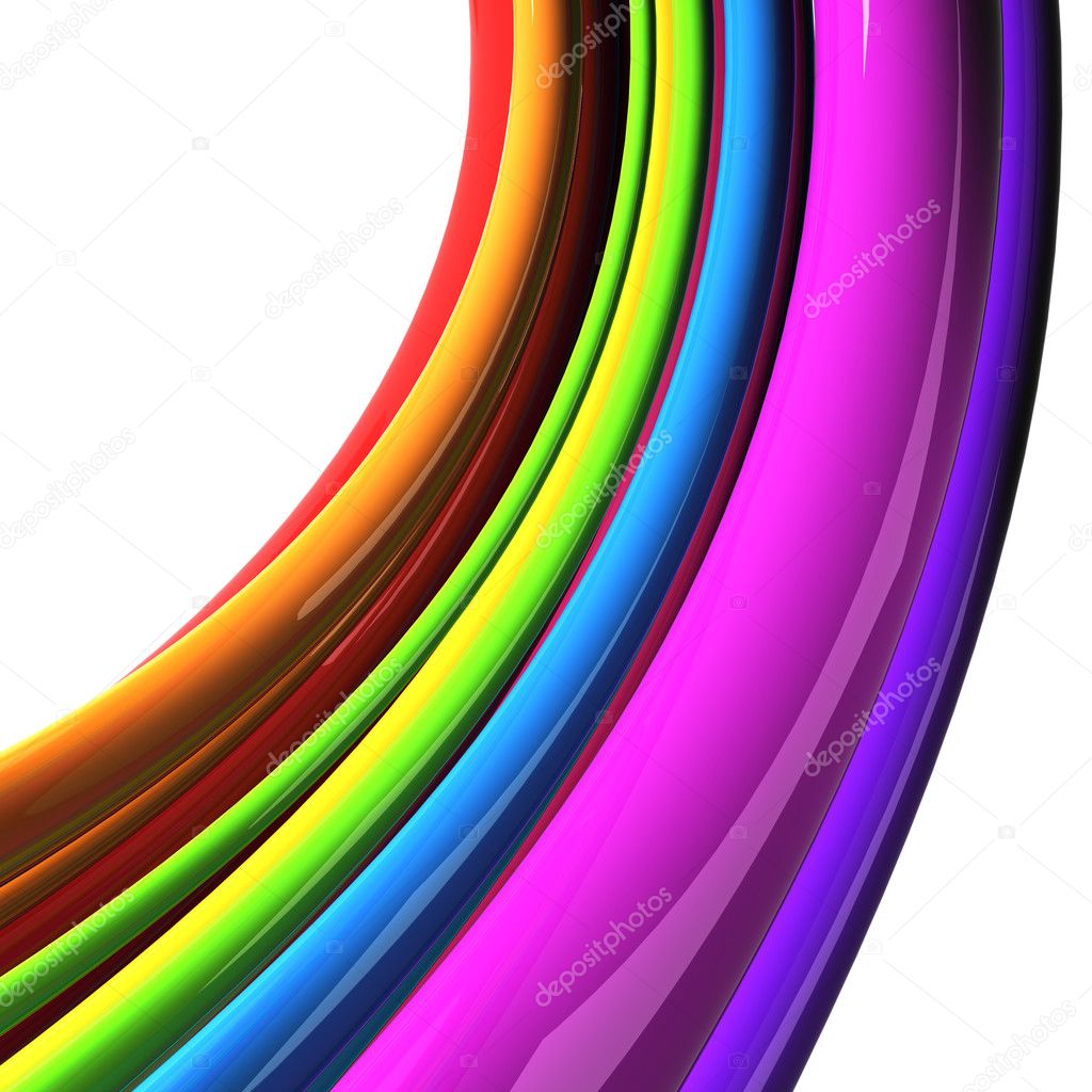 Rainbow colored cables isolated over white background