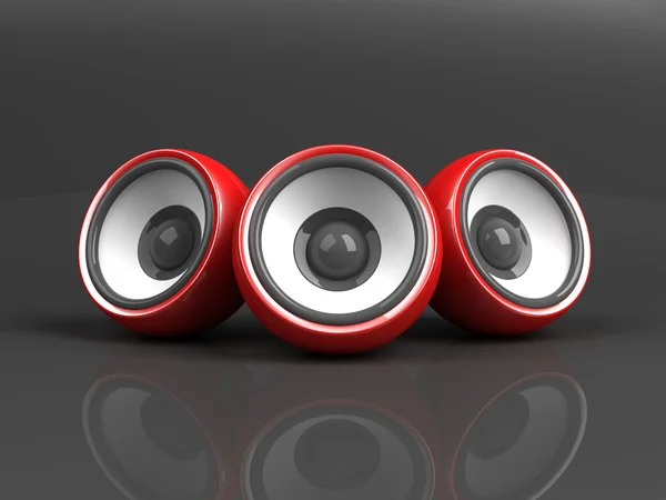 Sistema de áudio vermelho sobre fundo cinza — Fotografia de Stock