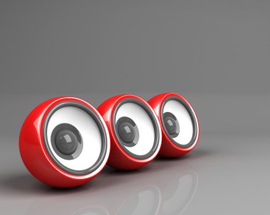 Three red speakers over grey clipart