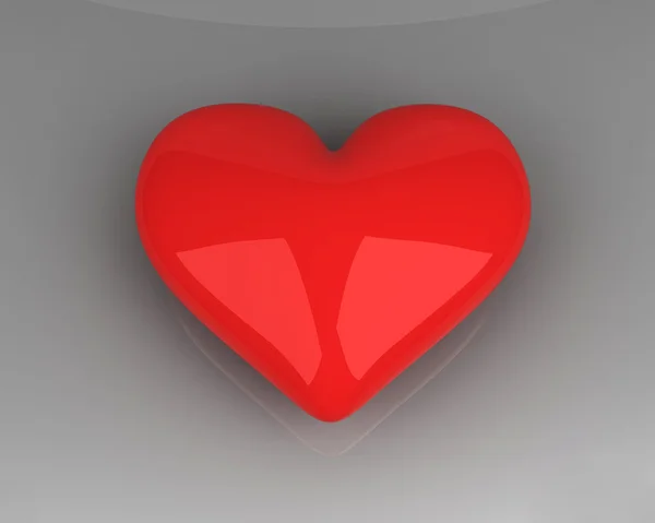 Red Heart Lying Grey Background — Stock Photo, Image