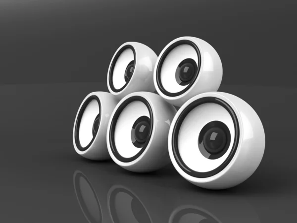 Sistema audio bianco su sfondo grigio — Foto Stock