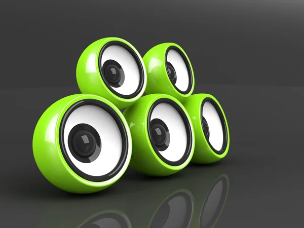 Green audio system on the grey background — Stock Photo, Image