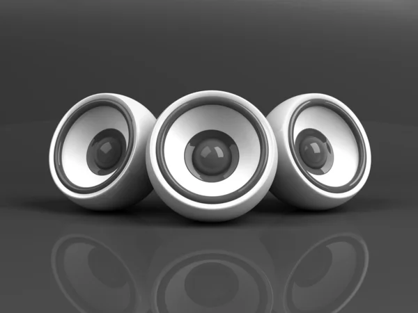 Sistema de áudio branco sobre fundo cinza — Fotografia de Stock