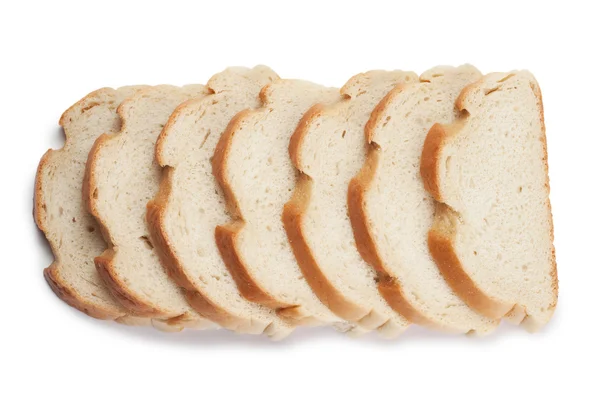 白い背景で隔離のパンをスライスしました。 — ストック写真