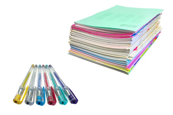 Cuadernos y bolígrafos — Foto de Stock