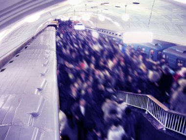 Crowd on the metro station clipart