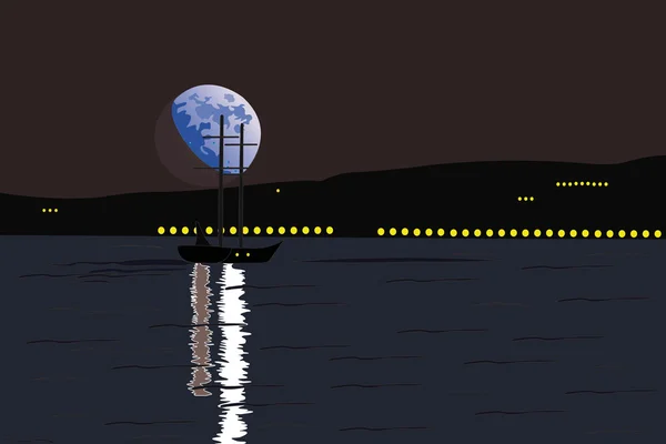 Månljus natt — Stock vektor