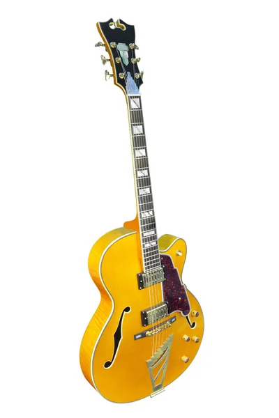 Imagem Uma Guitarra Elétrica Amarela — Fotografia de Stock