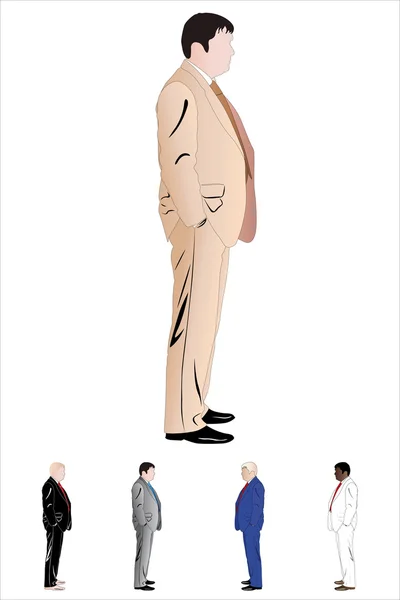 Illustration Vectorielle Homme Affaires Illustration Cinq Versions Couleur — Image vectorielle