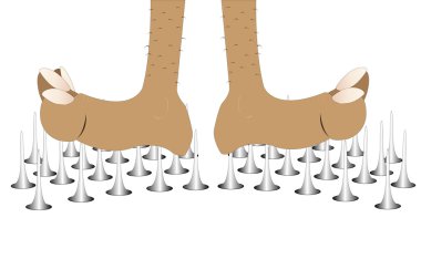 Vector illustration of yogi's legs stand on the nails clipart