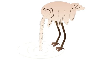 Vector illustration of ostrich hids it's head in sand clipart