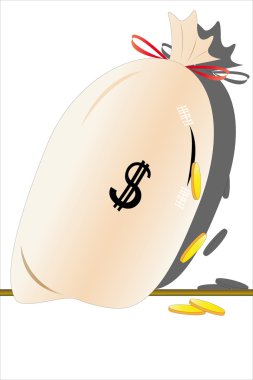 Vector illustration of a torn bag with the money clipart