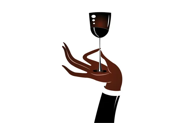 Uma ilustração de uma mão segurando um copo de vinho — Vetor de Stock