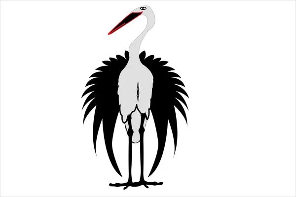 Vector Illustration Stork White Background — Stock Vector
