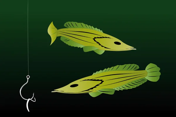 Ilustração Vetorial Dois Peixes Debaixo Água — Vetor de Stock