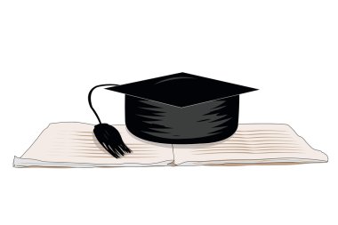 Vector illustration of a professor cap on the note book clipart