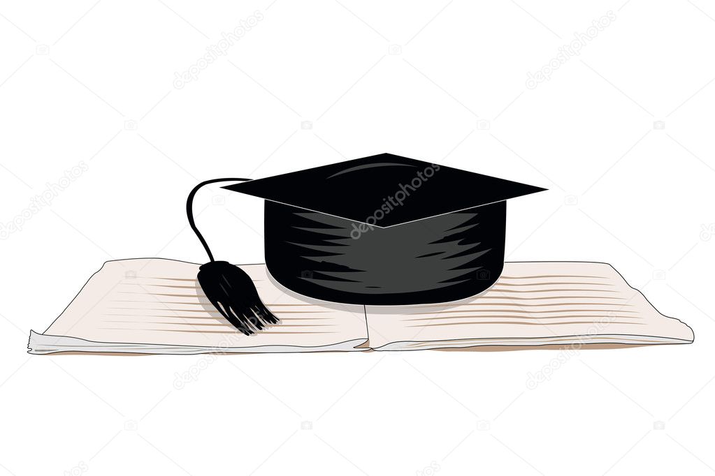 Vector illustration of a professor cap on the note book