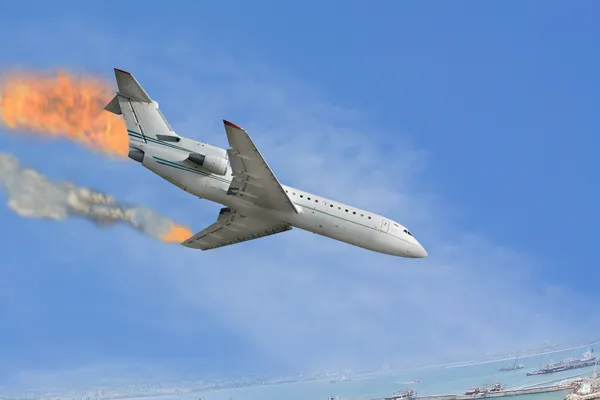 被烧的飞机 — 图库照片#