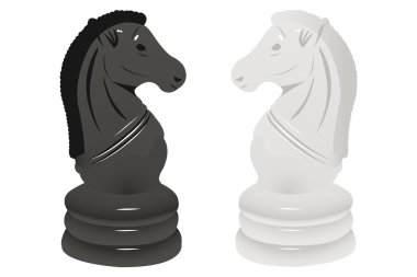 Black and white horses clipart