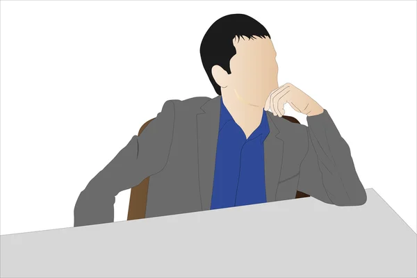 Man sits at the table — Stock Vector