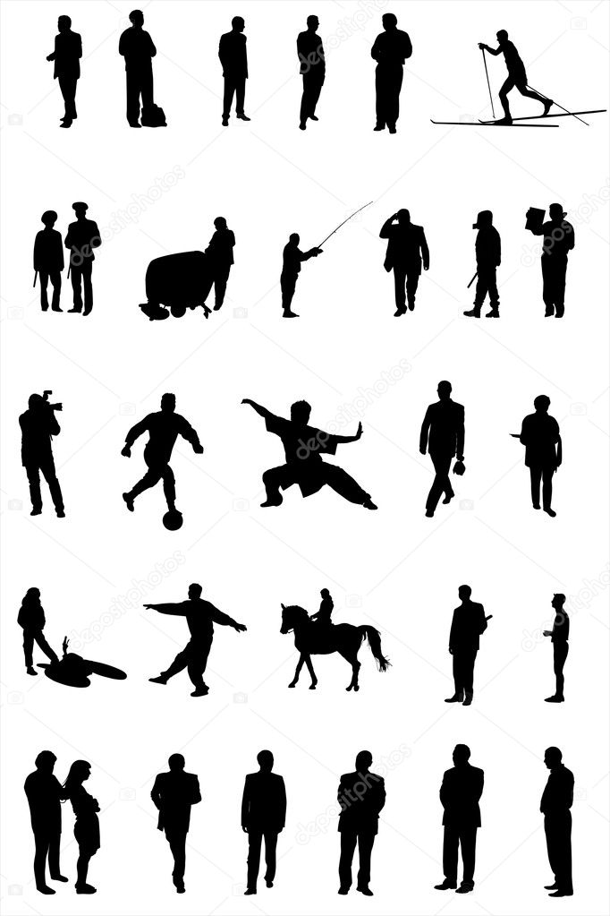 Vector silhouettes of different under the white background