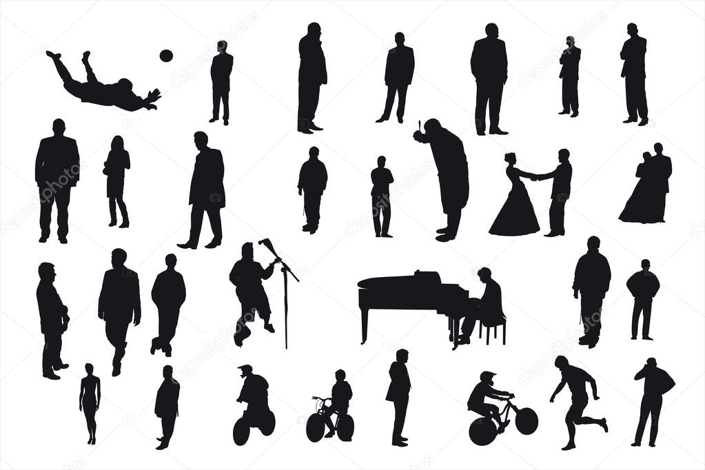 Vector silhouettes of different under the white background