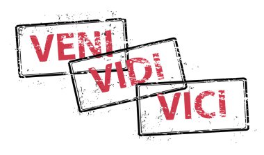 VENI, VIDI, VICI out grunge stamp vector clipart