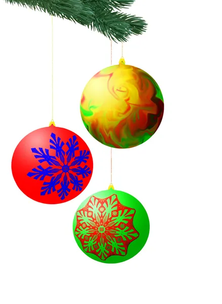 Raster Image Christmas Spheres White Background — Stock Photo, Image