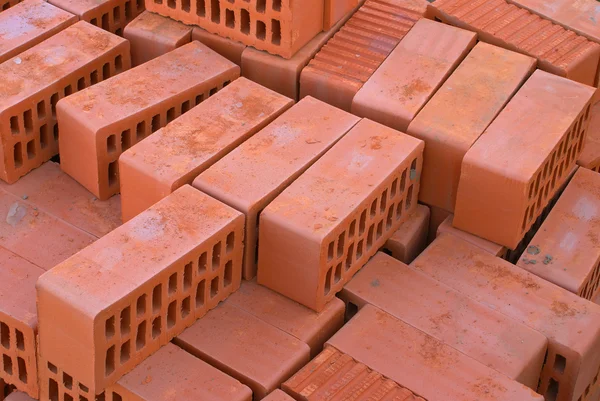 Ladrillos Rojos Silicato Con Aberturas Construcción —  Fotos de Stock