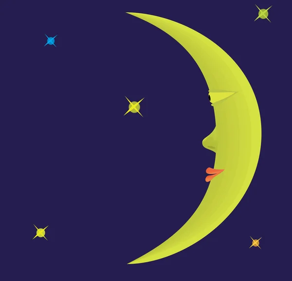 Raster Illustration Moon Night Sky Stars — Stock Photo, Image