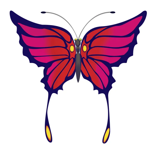 Rasterillustration Der Exotische Schmetterling Auf Weißem Hintergrund — Stockfoto