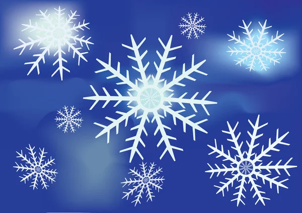 Растровый Рисунок Снежинки Темно Синем Фоне Абстрактными Пятнами — стоковое фото