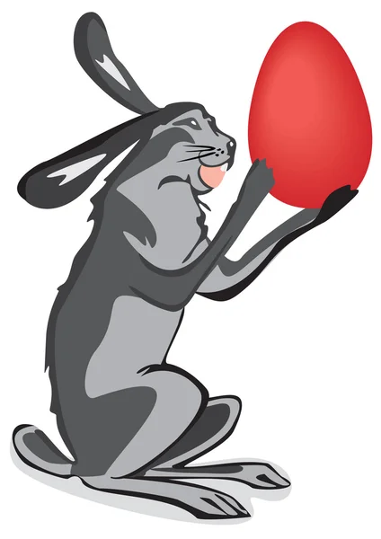 在白色背景上的彩绘蛋兔的光栅插图 — 图库照片