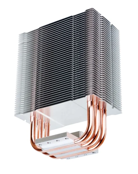 Cpu Koeler Met Heatpipes Geïsoleerd Witte Achtergrond — Stockfoto