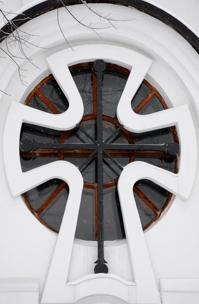 Σταυροειδή Παράθυρο Από Την Ρωσική Ορθόδοξη Εκκλησία Στην Κεντρική Ρωσία — Φωτογραφία Αρχείου