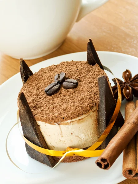 Plaat Met Heerlijke Tiramisu Dessert Ondiepe Dof — Stockfoto