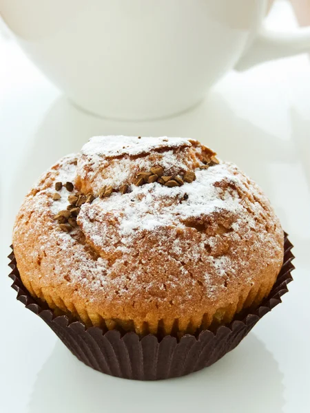 Plate Fresh Muffin Coffee Cup Shallow Dof — Stock Photo, Image
