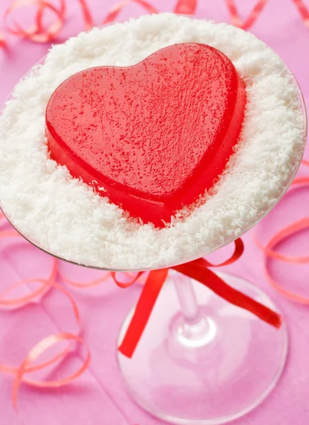 Postre Forma Corazón Para Día San Valentín Dof Poco Profundo —  Fotos de Stock