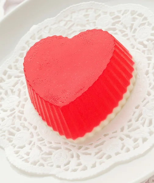 Dessert Gelée Forme Coeur Pour Saint Valentin Dof Peu Profond — Photo