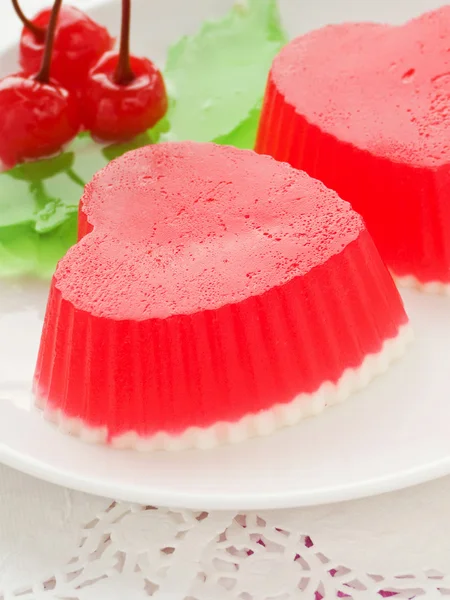 Heart Shaped Jelly Dessert Valentine Day Shallow Dof — Stock Photo, Image
