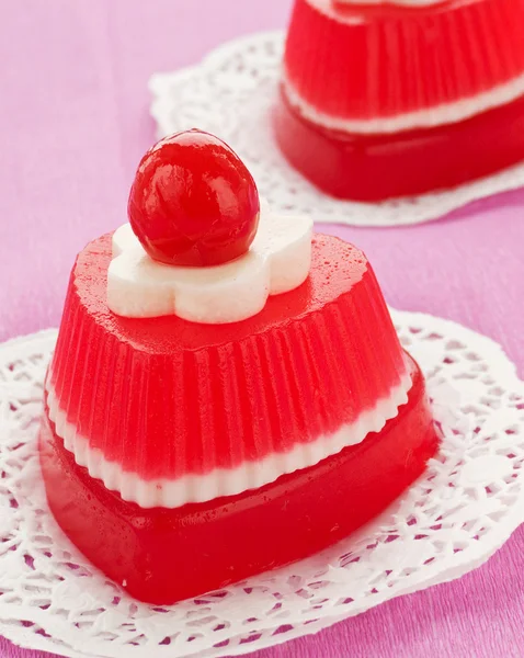Dessert Gelée Forme Coeur Pour Saint Valentin Dof Peu Profond — Photo