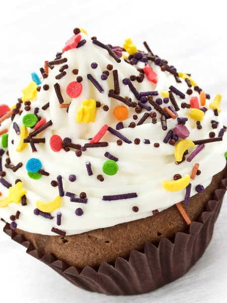 Chocolate Cupcake Whipped Cream Icing Shallow Dof — Stock Photo, Image