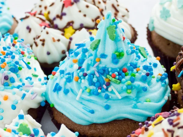 Chocolate Cupcakes Cream Icing Shallow Dof — Stock Photo, Image