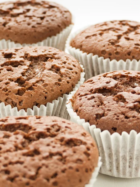 Chocolate Cupcakes Wooden Background Shallow Dof — Stock Photo, Image