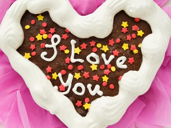 Heart Shaped Chocolate Cake Valentine Day Viewed — Stock Photo, Image