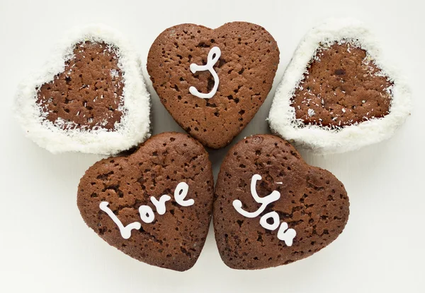 Bolinhos Forma Coração Chocolate Para Dia Dos Namorados Vista Cima — Fotografia de Stock